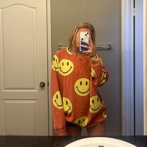 Aviator Nation Oversized Smiley Crewneck Sweatshirt